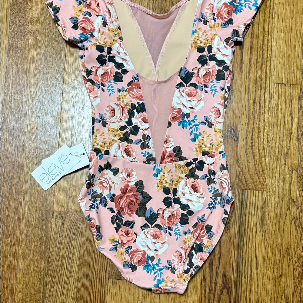 Eleve Floral Leotard in Pink and Cream - Picture 4 of 4